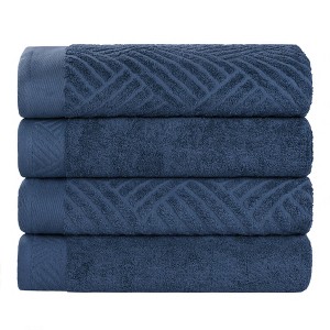 Basketweave Luxury Cotton Jacquard and Solid Bath Towels, Set of 4 by Blue Nile Mills - 1 of 4