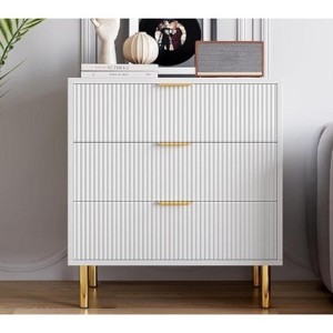 3Drawer Cabinet with Vertical Texture & Tapered Legs for Living Room - 1 of 1