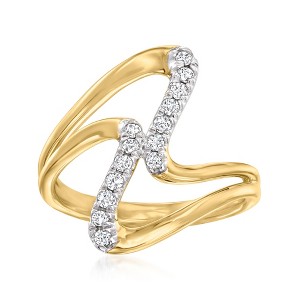 Ross-Simons 0.25 ct. t.w. Diamond Double-Wave Ring in 18kt Gold Over Sterling - 1 of 4