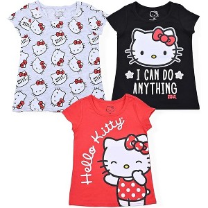 Hello Kitty Girls 3 Pack Short Sleeve T-Shirt for Toddlers to Big Kids - Size 10 - 1 of 4
