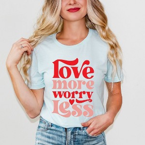 Simply Sage Market Women's Love More Worry Less Short Sleeve Graphic Tee - 1 of 4