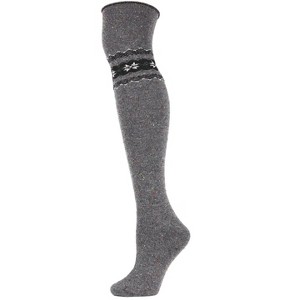 Memoi Women's Nordic Sparks Fair Isle Over the Knee Socks Gray Heather 9-11 - 1 of 3