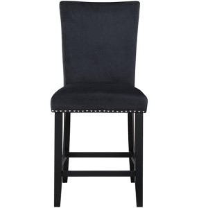 HomeRoots 25" Black Wood and Velvet Counter Height Bar Chair - 1 of 4