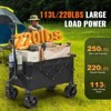 VEVOR Collapsible Folding Wagon, 113 L Beach Wagon Cart with All-Terrain Wheels, Heavy Duty Folding Wagon Cart Max 250 lbs with Drink Holders - 3 of 4