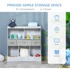 Vynxaria Kids Bookcase Toy Shelf - 2-Tier Toddlers Toy Storage Shelf with 5 Compartments and Pine Wood Legs for Playroom in Gray - 2 of 4