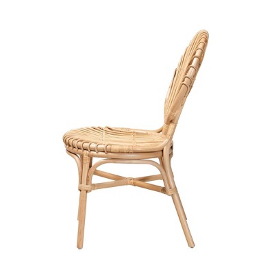 Iris Natural Brown Rattan and Cane Bohemian Side Chair