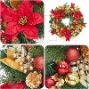 24 In Christmas Wreath for Front Door, Pre-Lit Christmas Wreath with Faux Flower for Door Fireplace Wall Window, Indoor Outdoor Xmas Decor - 3 of 4
