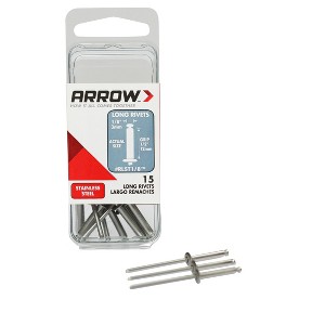 Arrow RLST1/8 Long Stainless Steel 1/8-Inch Pop Rivets, 15-Pack : Target