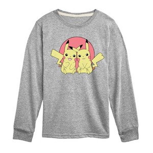 Boys' - Pokémon - Pikachu Group In Circle Long Sleeve Graphic T-Shirt - 1 of 3