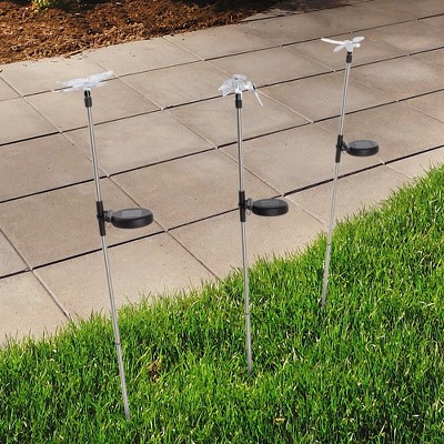 Nature Spring Solar LED Yard Stakes Set - Butterfly, Hummingbird, Dragonfly