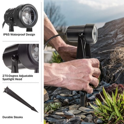 Set of 8 Black Low Voltage LED Outdoor Spotlights