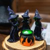 4 PCS Halloween Miniature Witches Cauldron Figurine Table Decoration, Resin Scary Witches Lighted up Cauldron, Halloween Festival Supplies Indoor - 3 of 4