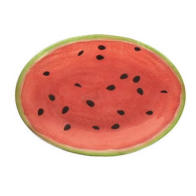 Transpac Glass 12" Red Spring Watermelon Platter