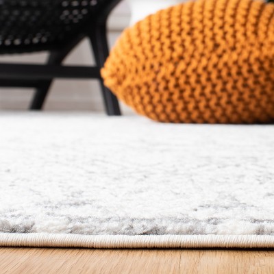 Ivory and Gray Hand-Knotted Geometric Area Rug