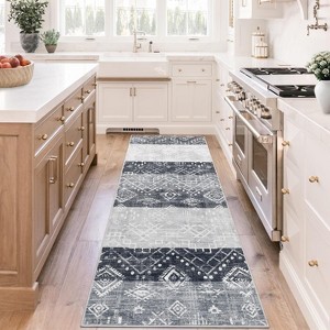 Washable Area Rugs Large Rug with Non-Slip Backing, Geometric Rug Stain-Resistant Accent Carpet Soft Low Pile Carpet for Bedroom - 1 of 4