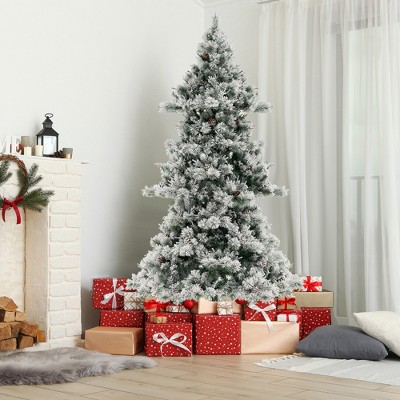 7-Foot Snow Flocked Christmas Tree with Warm LED Lights