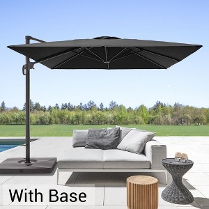 Sonkuki 10x10ft Cantilever Patio Umbrella Offset Hanging Umbrella with Base and 270gsm Fade-Resistant Fabric 360° Outdoor - 1 of 4