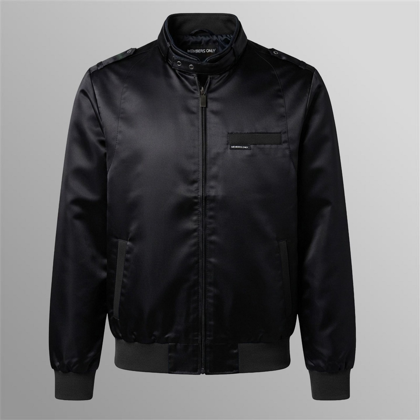Мужская куртка Members Only Classic Satin Iconic Racer Jacket - Black, цвет: Чёрный — фото 6