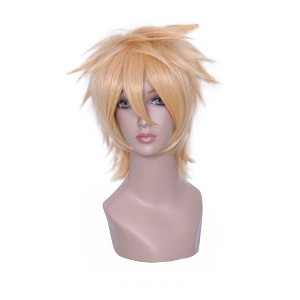 Unique Bargains Women's Curly Wigs 13" Yellow with Wig Cap - 1 of 4