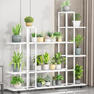 EcoSummer 6-Tier Plant Stand, Corner Tiered Flower Shelf Stand, Tall Indoor Plant Holder with Wheels, Multi-Tier Pot Display Rack for Garden - 1 of 4