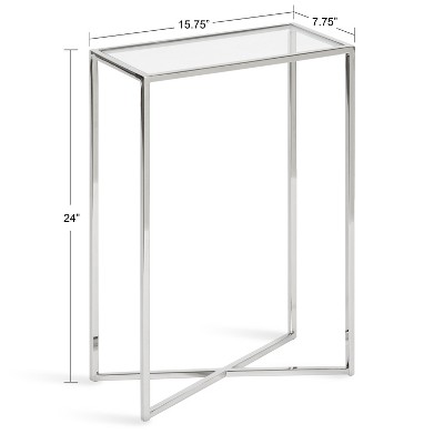 Jaspur Silver Rectangular Metal and Glass End Table
