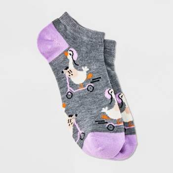 Women's Scooter Geese Low Cut Socks - Xhilaration™ Gray/Purple 4-10