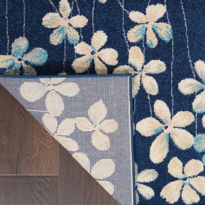 Elysian Navy Floral 5' x 7' Reversible Viscose Area Rug