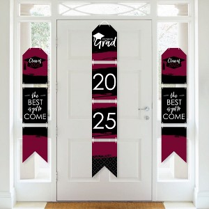 Big Dot of Happiness Maroon Grad - Best is Yet to Come - Hanging Vertical Paper Door Banners - 2025 Burgundy Party Wall Decor Kit - Indoor Door Decor - 1 of 4