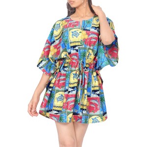 LA LEELA Women's Beachwear Summer Swim Beach Dress Cover Ups for Swimwear Women Plus Size Fall Swimsuit Coverups for Women Tops 2X-3X Multi, Fish - 1 of 4