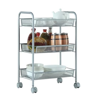 LunaLulinlk 3-Tier Rolling Cart Metal Utility Cart with Wheels Storage Cart for Office Kitchen