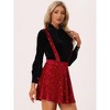 Allegra K Women's Velvet Star Printed Adjustable Strap High Waist Suspender Skirt - 3 of 4