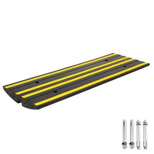 48" Rubber Driveway Ramps, Low-Profile Threshold Ramp with Cable Protection Channel, Non-Slip Wheelchair Ramp with Bolts for Home Entry Steps - 1 of 4
