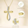 GILDED 1/4 cttw Twist Cross Pendant-Necklace in 10KT Yellow Gold or 14K Yellow Gold Plated over Sterling Silver, Natural Round-Cut Diamond, 18" Chain - 3 of 4