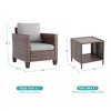 Sonkuki 3-Piece Patio Sofa Set Outdoor Wicker Rattan Furniture Set Conversation Set with Side Table, Cushions - 2 of 4
