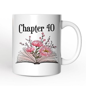40th Birthday Pink Flowers Book Mug, Chapter 40 Gift (Non-Custom Only)| OrnamentallyYou - 1 of 4