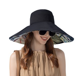 Anna-Kaci Wide Brim Floppy Sun Hat with Colorful Printed Underside UV Protection Lightweight Foldable Design for Outdoor Use - 1 of 4