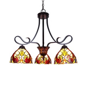 Chloe Lighting Adia Victorian Tiffany-Style Dark Bronze 3 Light Mini Chandelier 25" Wide - 1 of 4
