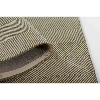 Handmade Green Herringbone Wool Tufted Area Rug 3'6" x 5'6"