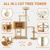 55" Wooden Multi-Level Cat Tree with Scratching Posts Condos Perching Platform Fur Balls Staircase - 2 of 4