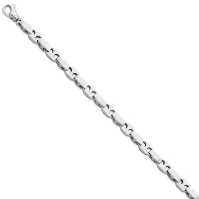 Black Bow Jewelry Men's 6.75mm 14k White Gold Fancy Anchor Link Chain Bracelet
