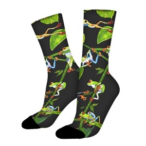 Frog World Women Printed Crew Socks Funny Funky Socks Soft Polyester Novelty Gifts for Artists Men - 1 of 1