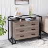 WhizMax Modern 6 Drawer Chest, Wood Drawer Dresser with Steel Frame and Tempered Glass Top - 2 of 4