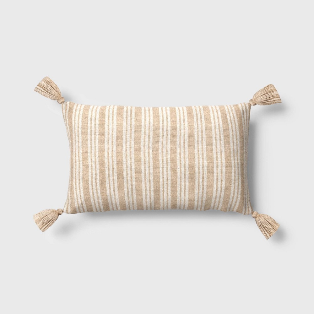 Vertical Stripes Outdoor Throw Pillow Neutrals - Threshold™ designed with Studio McGee