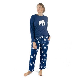 Leveret Womens Cotton Top Flannel Pant Pajamas - 1 of 3
