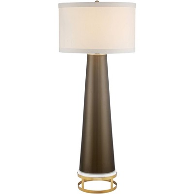 Possini Euro Design Karen Dark Gold Glass Table Lamp With Brass Round Riser