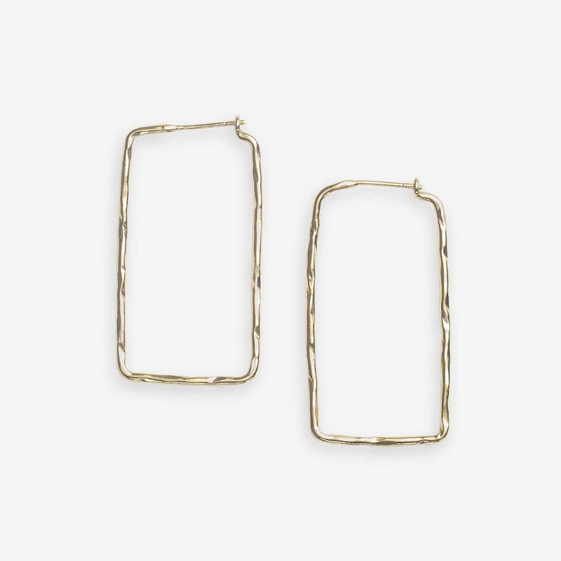 Ink+Alloy Athena Rectangle Bar Thin Hoop Earrings Brass Brass, 1 of 4