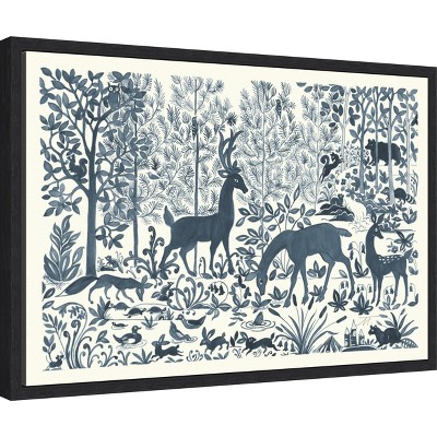 Norwegian Wildlife Landscape Print on Canvas with Black Frame
