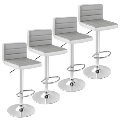 Costway Set Of 4 Bar Stools Adjustable Barstool Pu Leather Swivel