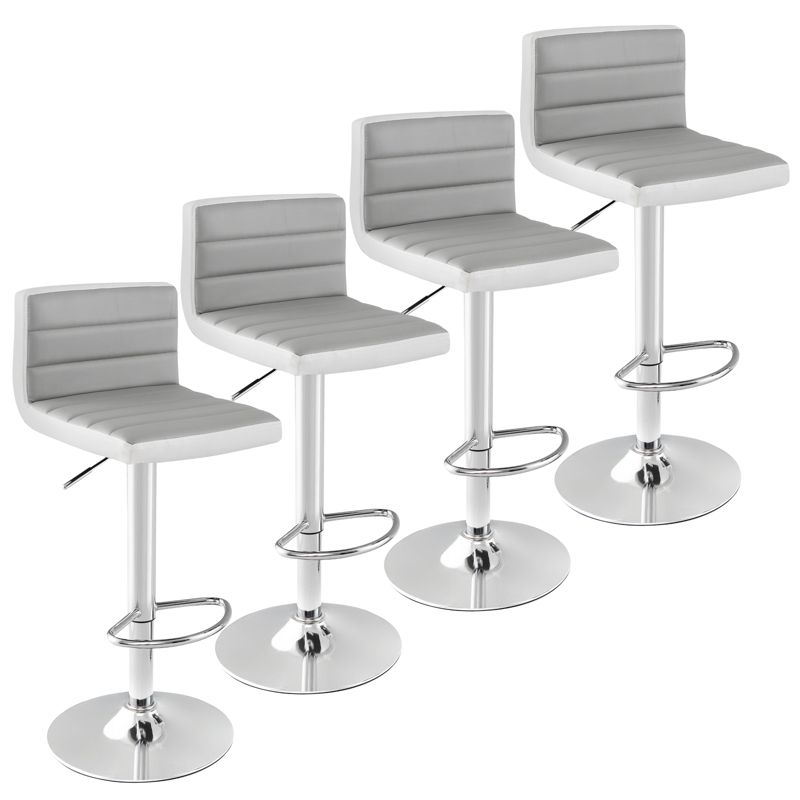 Costway Set of 4 Bar Stools Adjustable Barstool PU Leather Swivel Pub Chairs Armless New, 1 of 11