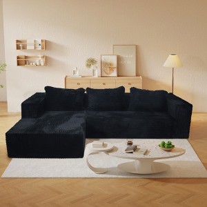 L-Shaped Corduroy Upholstered Cloud Modular Sectional Sofa with Chaise, No Assembly Required, Stain-Resistant, Machine-Washable - 1 of 4